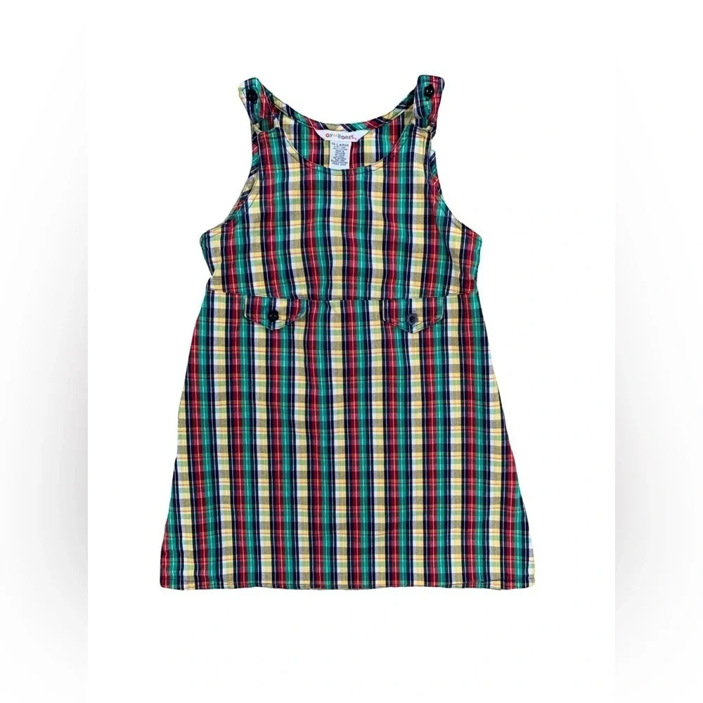 Vintage Gymboree Size 6-7 Years Rainbow Tag Plaid Jumper Dress